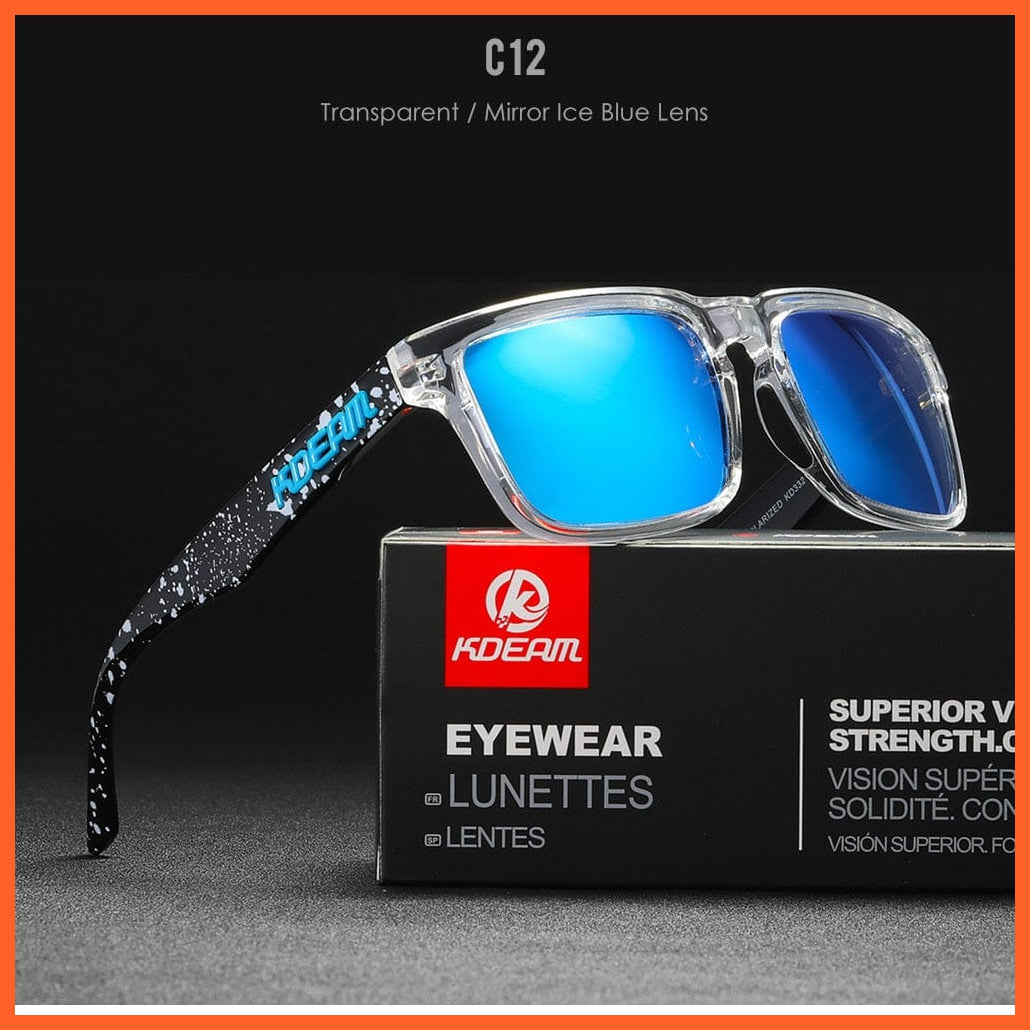 whatagift.com.au Sunglasses C12Mirror Ice Blue Square Polarized Sunglasses | Outdoors Lifestyle Coating Sun Glasses