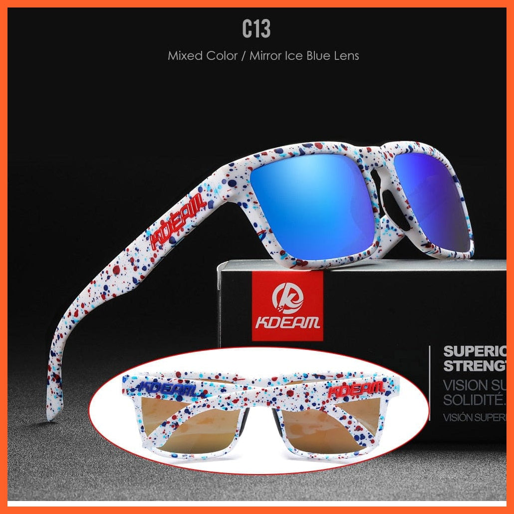 whatagift.com.au Sunglasses C13 Mirror Ice Blue Square Polarized Sunglasses | Outdoors Lifestyle Coating Sun Glasses