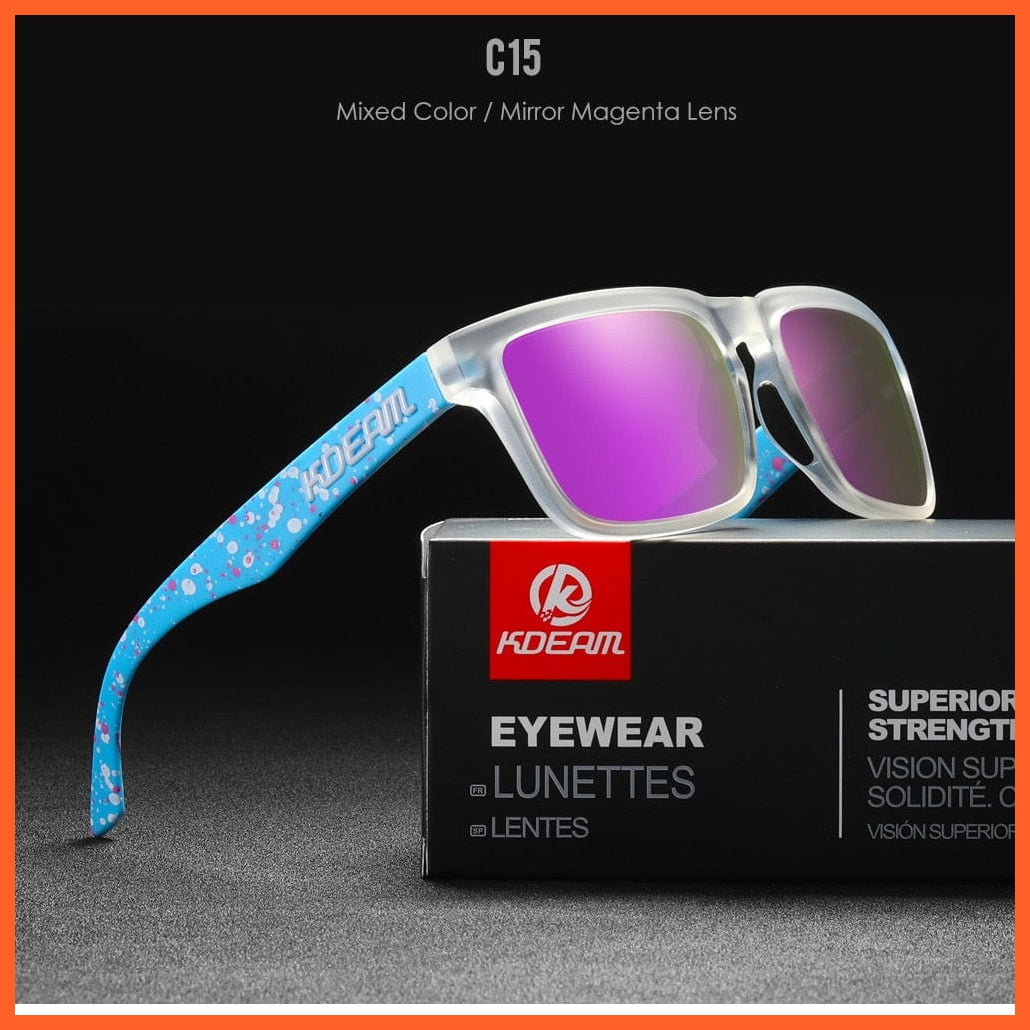 whatagift.com.au Sunglasses C15 Mirror Magenta Square Polarized Sunglasses | Outdoors Lifestyle Coating Sun Glasses