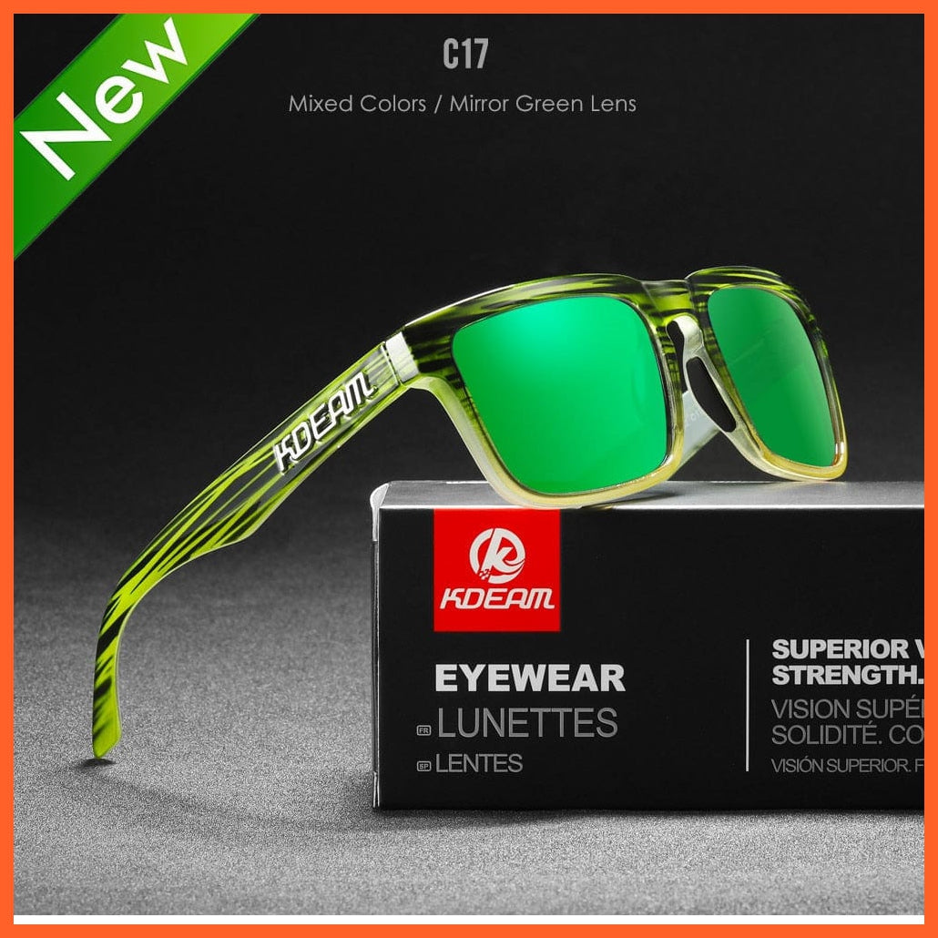 whatagift.com.au Sunglasses C17 Mirror Green Square Polarized Sunglasses | Outdoors Lifestyle Coating Sun Glasses