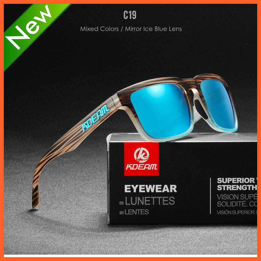whatagift.com.au Sunglasses C19 Mirror Ice Blue Square Polarized Sunglasses | Outdoors Lifestyle Coating Sun Glasses