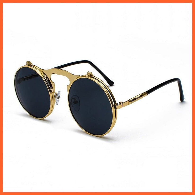 whatagift.com.au Sunglasses C1GoldBlackGrey / Other Vintage Steampunk Flip Sunglasses | Men Women Retro Round Metal Frame Glasses