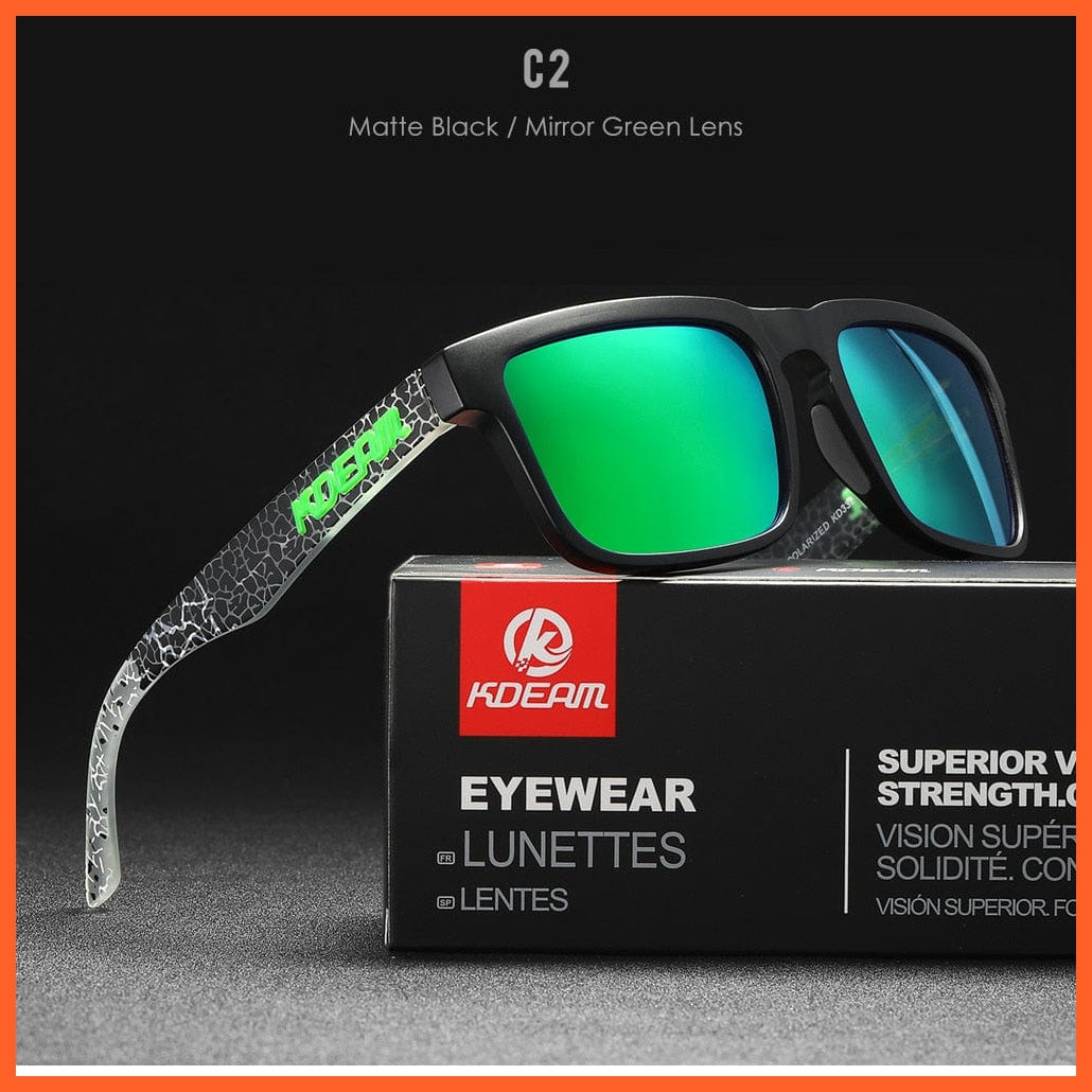 whatagift.com.au Sunglasses C2 Mirror Green Square Polarized Sunglasses | Outdoors Lifestyle Coating Sun Glasses