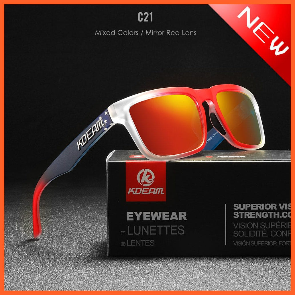 whatagift.com.au Sunglasses C21 Mirror Red Square Polarized Sunglasses | Outdoors Lifestyle Coating Sun Glasses
