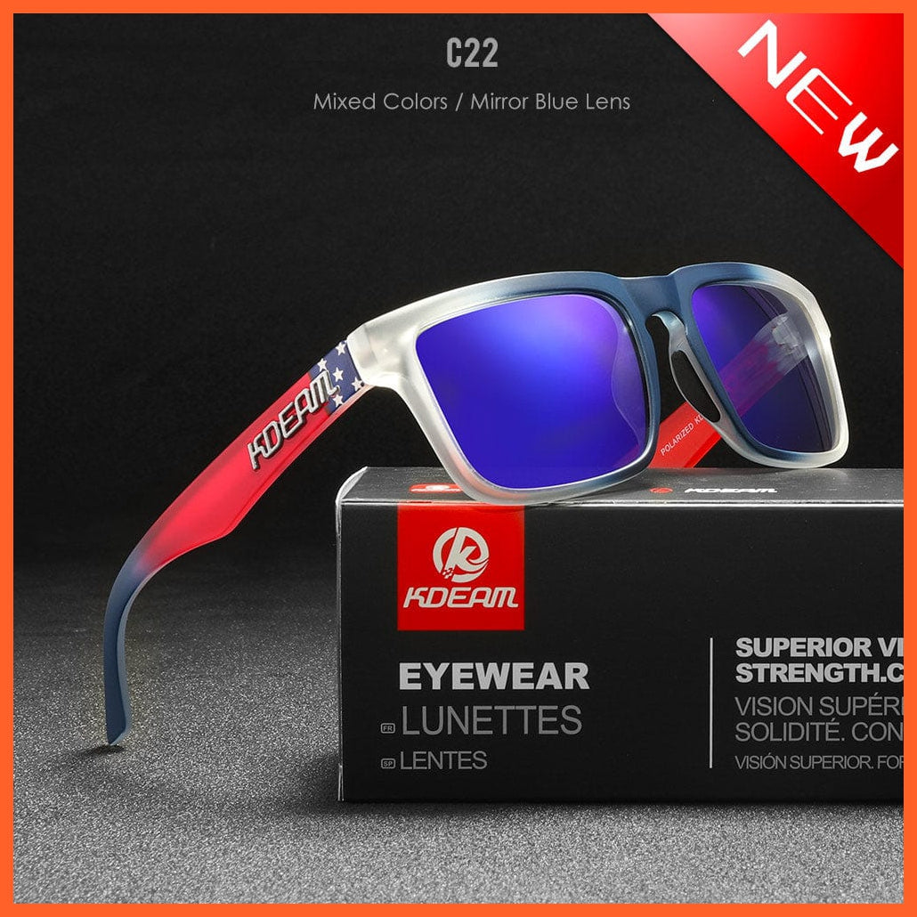 whatagift.com.au Sunglasses C22 Mirror Blue Square Polarized Sunglasses | Outdoors Lifestyle Coating Sun Glasses