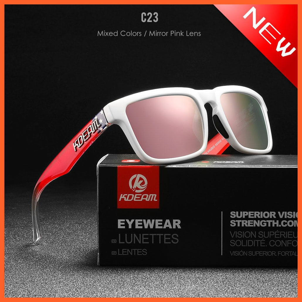 whatagift.com.au Sunglasses C23 Mirror Pink Square Polarized Sunglasses | Outdoors Lifestyle Coating Sun Glasses