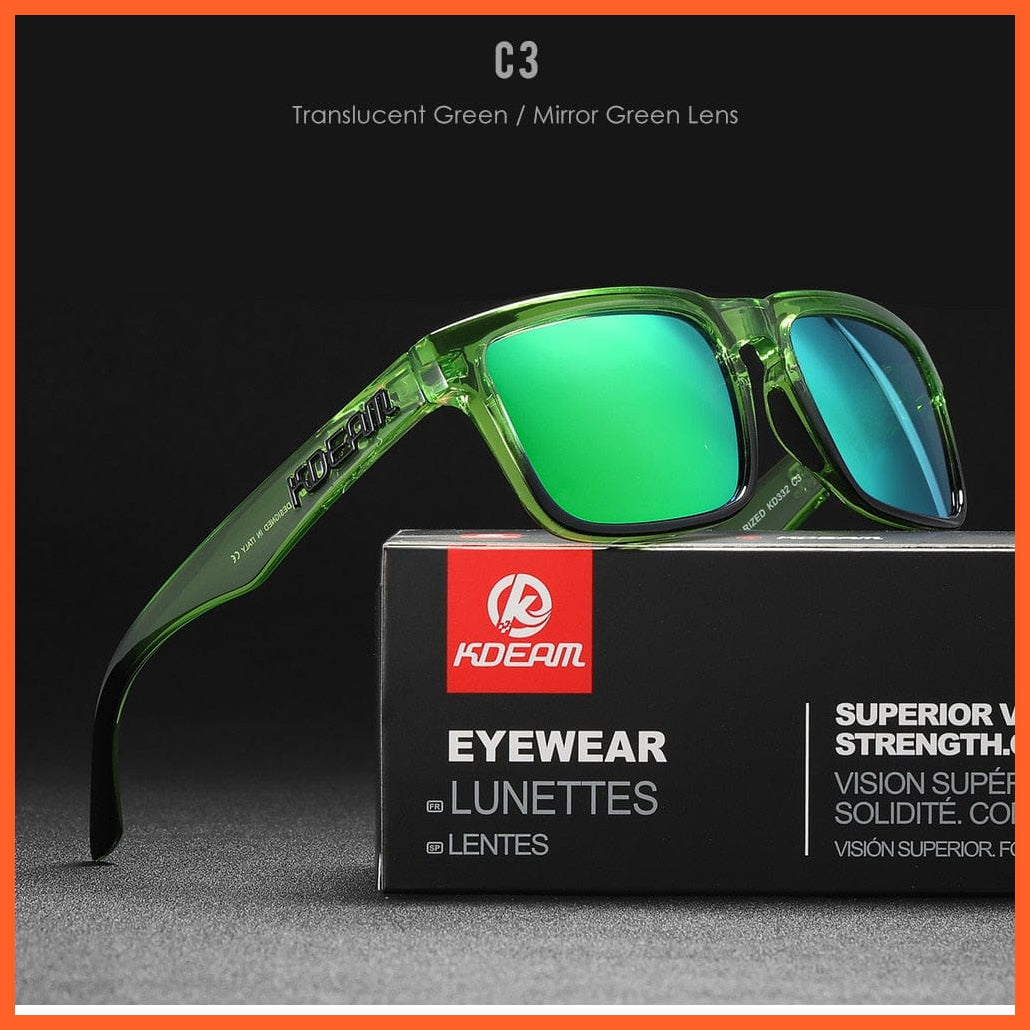 whatagift.com.au Sunglasses C3 Mirror Green Square Polarized Sunglasses | Outdoors Lifestyle Coating Sun Glasses