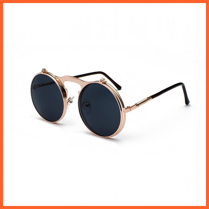 whatagift.com.au Sunglasses C3RoseGoldGrey / Other Vintage Steampunk Flip Sunglasses | Men Women Retro Round Metal Frame Glasses