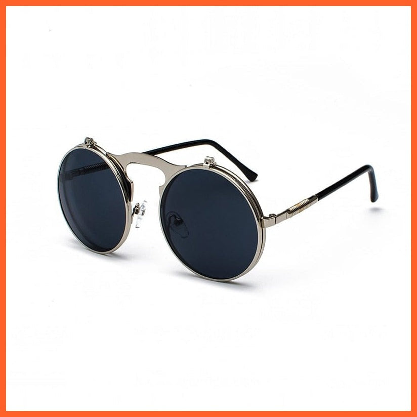 whatagift.com.au Sunglasses C7SilverGrey / Other Vintage Steampunk Flip Sunglasses | Men Women Retro Round Metal Frame Glasses