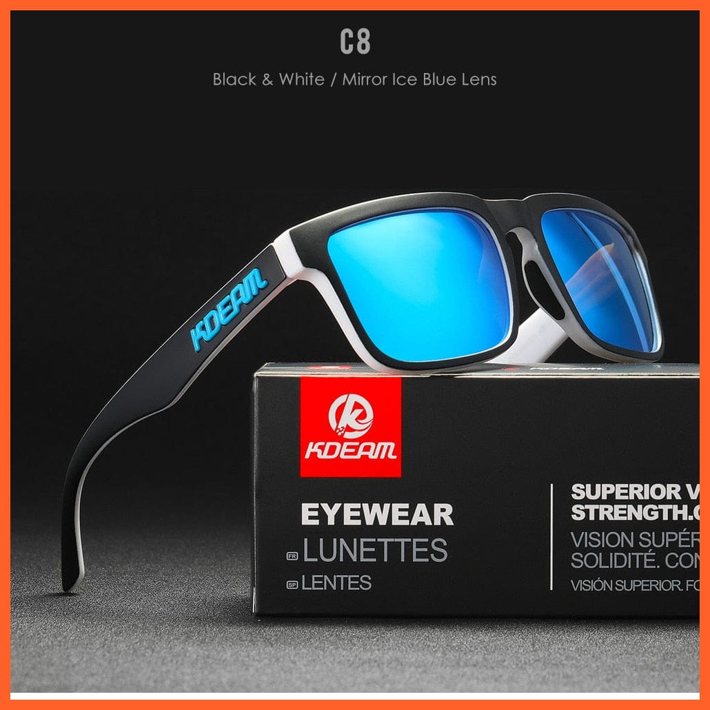 whatagift.com.au Sunglasses C8Mirror Ice Blue Square Polarized Sunglasses | Outdoors Lifestyle Coating Sun Glasses