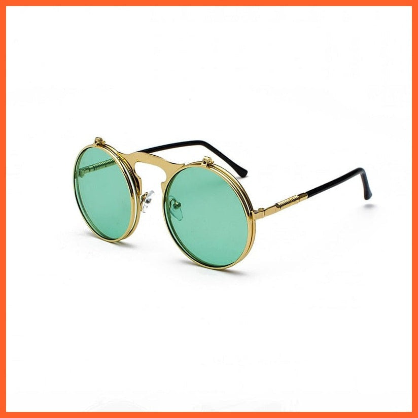 whatagift.com.au Sunglasses C9GoldGreen / Other Vintage Steampunk Flip Sunglasses | Men Women Retro Round Metal Frame Glasses