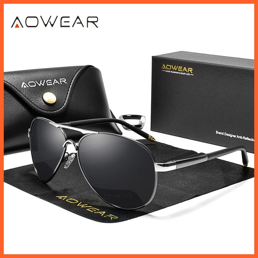 whatagift.com.au Sunglasses Grey Black / AOWEAR Men Polarized Aviation Sunglasses | Mirror HD Driving Shades