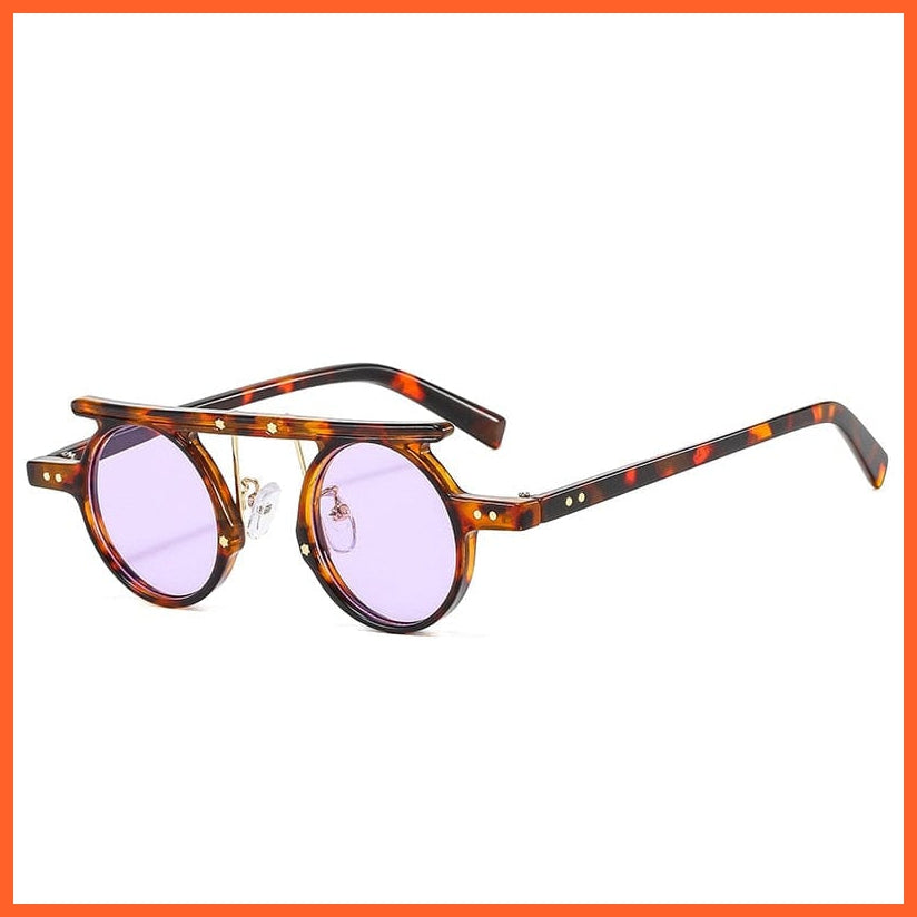 whatagift.com.au Sunglasses Leopard purple / As the picture Fashion Small Round Punk Sunglasses | Retro Clear Ocean UV400 Gradient Shades
