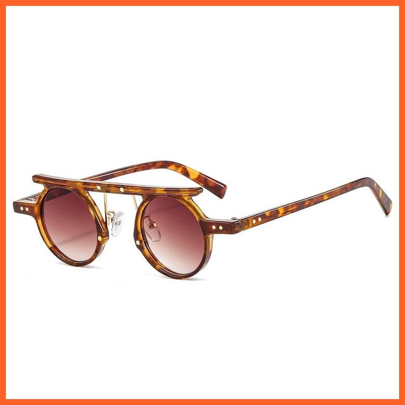 whatagift.com.au Sunglasses Leopard tea gradient / As the picture Fashion Small Round Punk Sunglasses | Retro Clear Ocean UV400 Gradient Shades