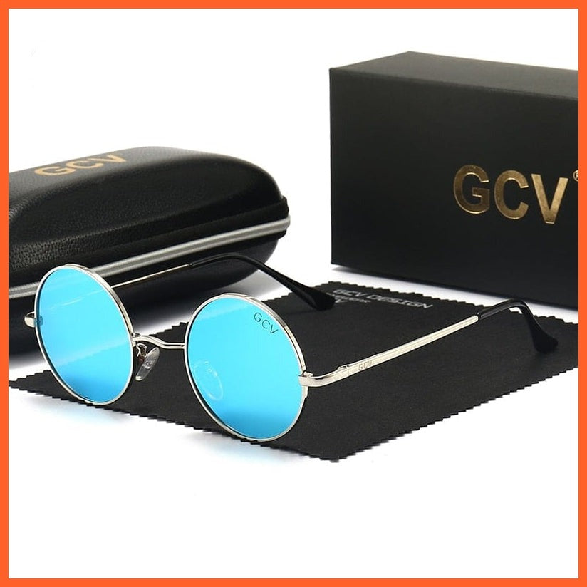 whatagift.com.au Sunglasses Silver Blue / China / Polarized Steampunk Round Polarized Sunglasses | Vintage Classic Metal Frame Sun Glasses