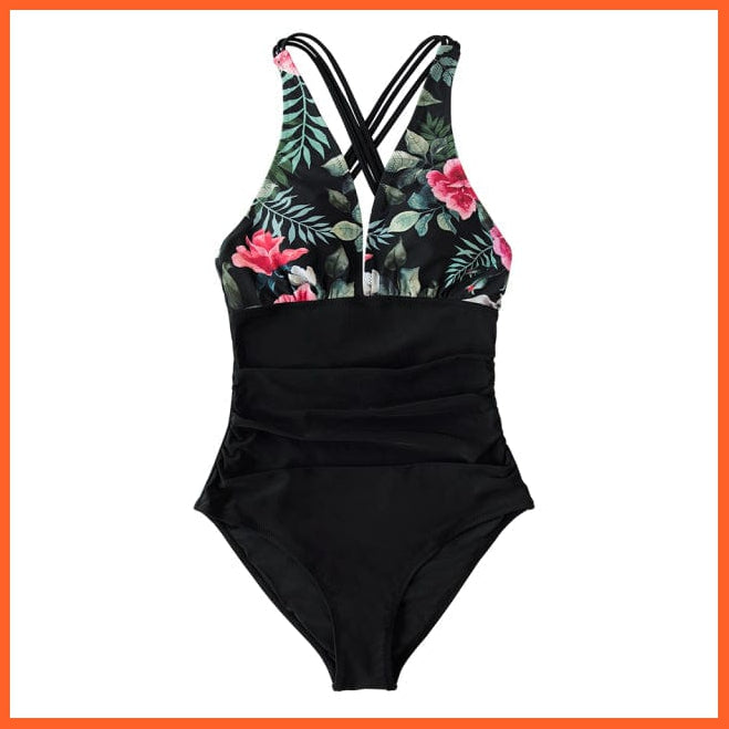whatagift.com.au Swimsuit Women ADI5006B / XS / China Black V-neck One-Piece Swimsuit | Sexy Crisscross Back Women Molokini Swimwear