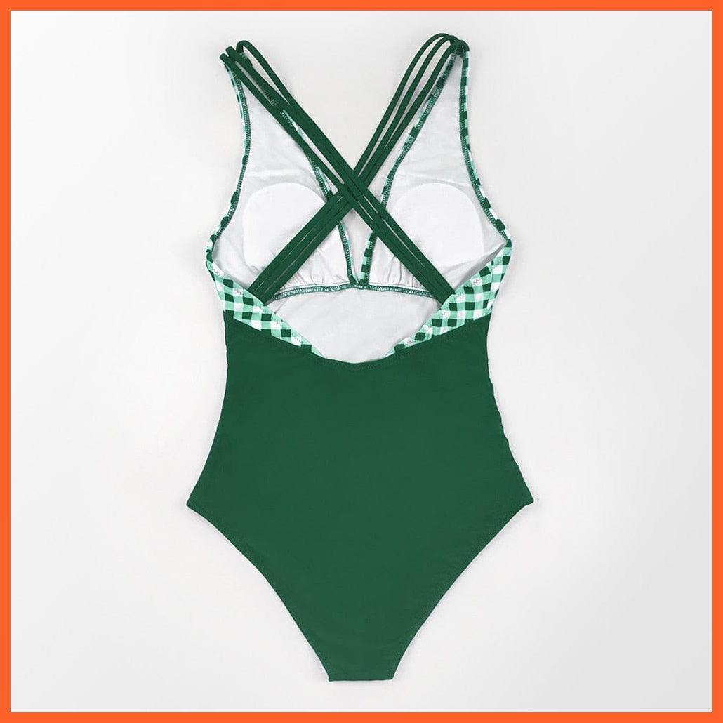 whatagift.com.au Swimsuit Women Black V-neck One-Piece Swimsuit | Sexy Crisscross Back Women Molokini Swimwear