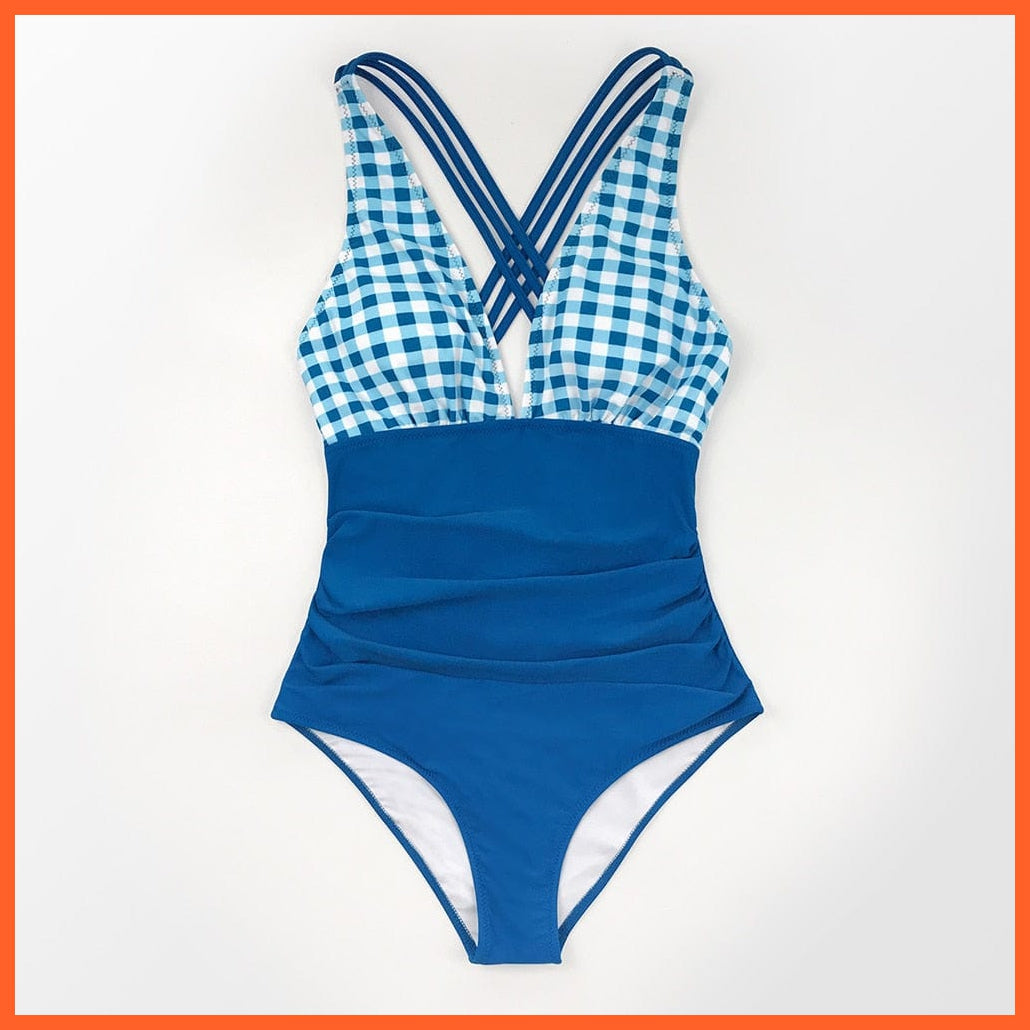 whatagift.com.au Swimsuit Women Black V-neck One-Piece Swimsuit | Sexy Crisscross Back Women Molokini Swimwear