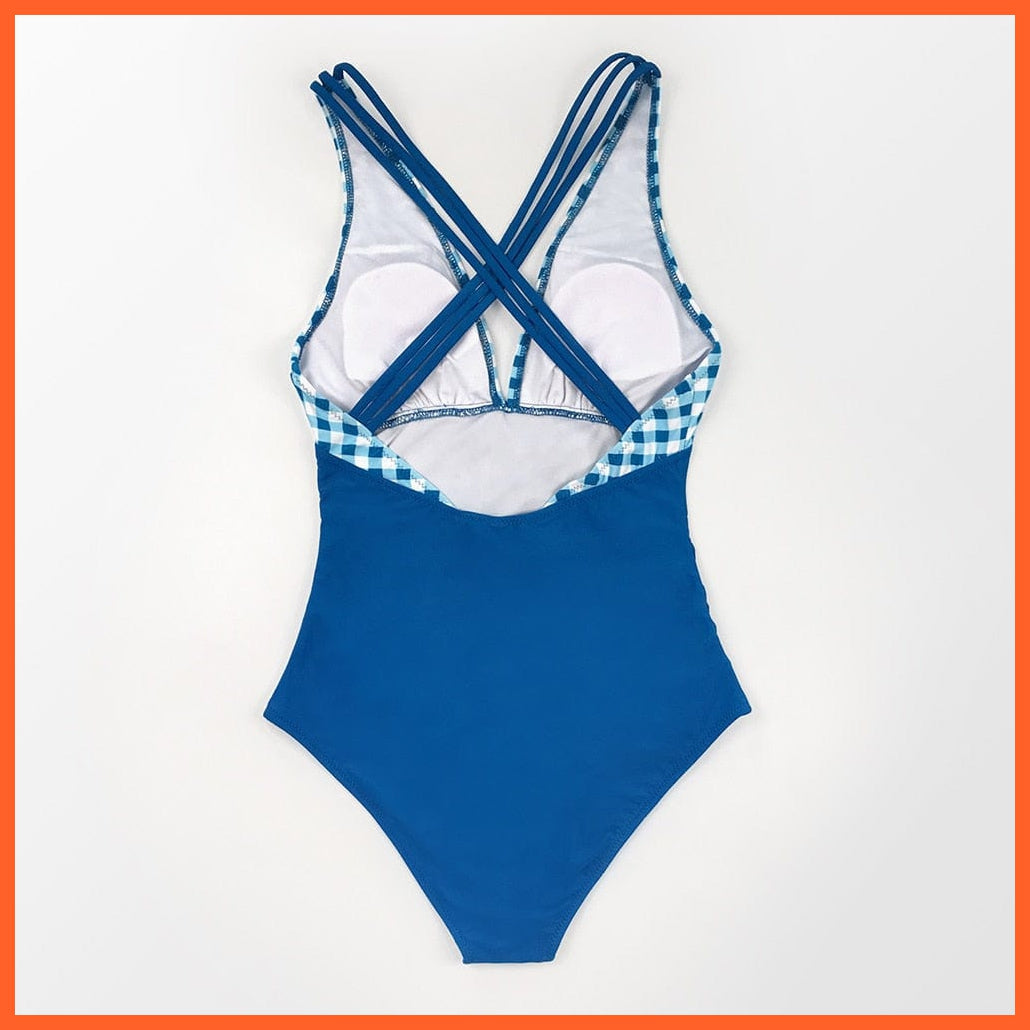 whatagift.com.au Swimsuit Women Black V-neck One-Piece Swimsuit | Sexy Crisscross Back Women Molokini Swimwear