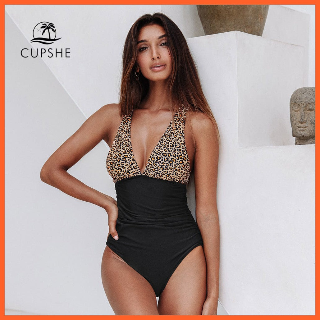 whatagift.com.au Swimsuit Women Black V-neck One-Piece Swimsuit | Sexy Crisscross Back Women Molokini Swimwear