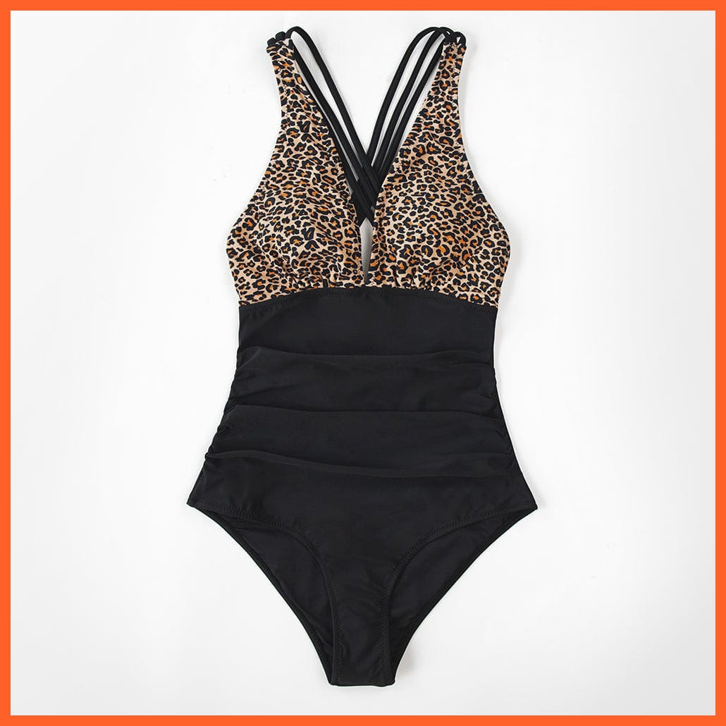 whatagift.com.au Swimsuit Women Black V-neck One-Piece Swimsuit | Sexy Crisscross Back Women Molokini Swimwear