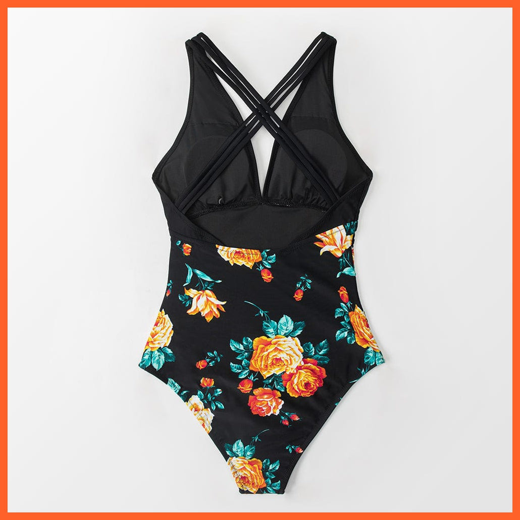whatagift.com.au Swimsuit Women Black V-neck One-Piece Swimsuit | Sexy Crisscross Back Women Molokini Swimwear