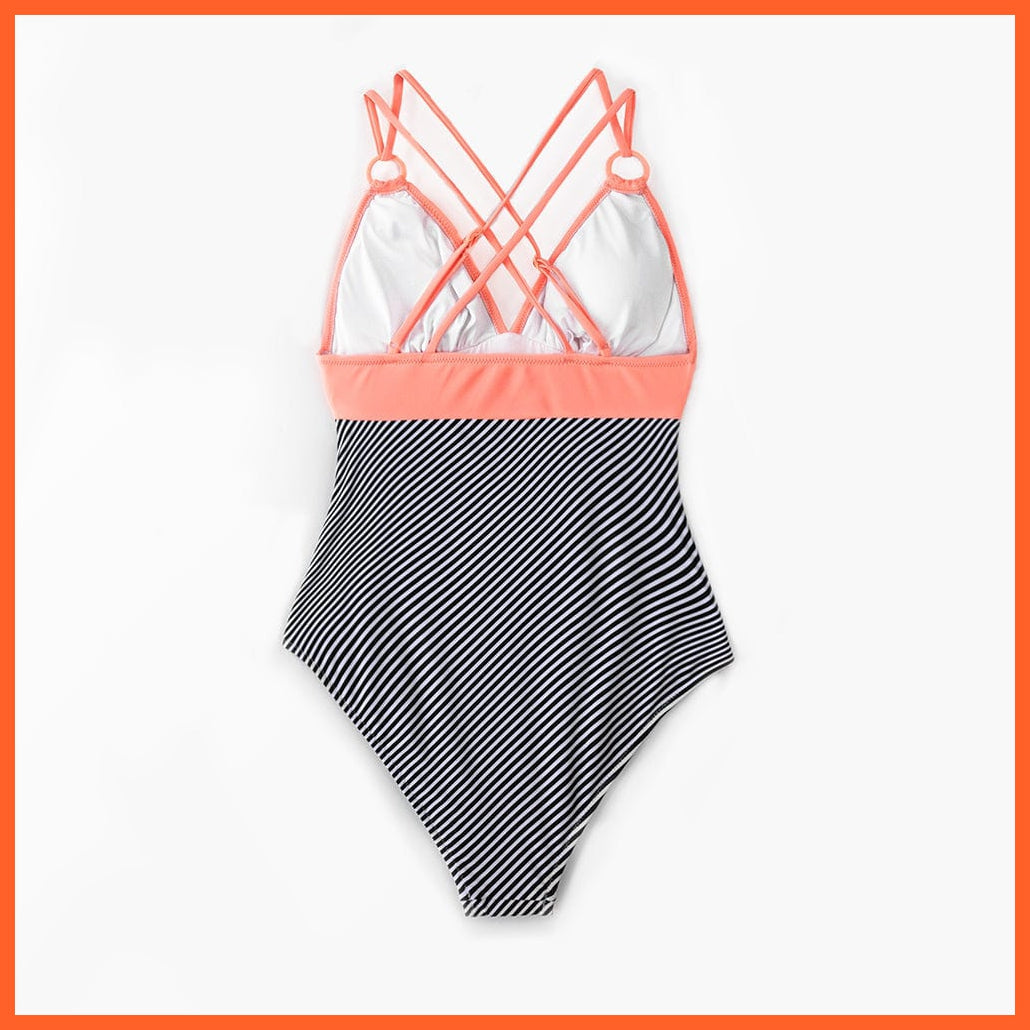 whatagift.com.au Swimsuit Women Black V-neck One-Piece Swimsuit | Sexy Crisscross Back Women Molokini Swimwear