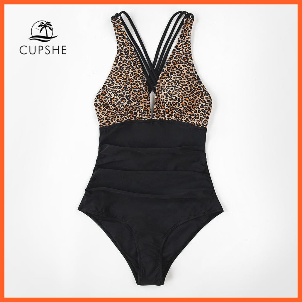whatagift.com.au Swimsuit Women Black V-neck One-Piece Swimsuit | Sexy Crisscross Back Women Molokini Swimwear