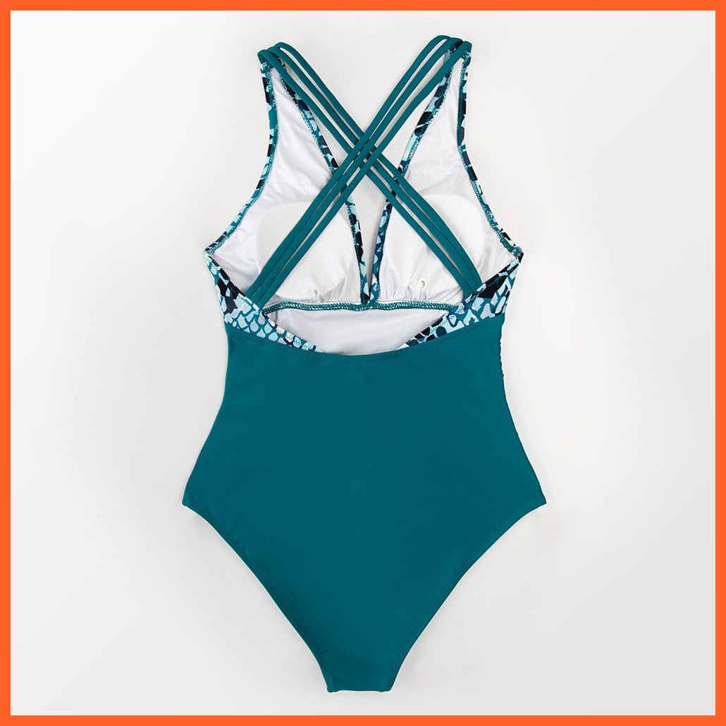 whatagift.com.au Swimsuit Women Black V-neck One-Piece Swimsuit | Sexy Crisscross Back Women Molokini Swimwear