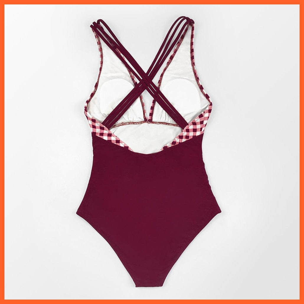 whatagift.com.au Swimsuit Women Black V-neck One-Piece Swimsuit | Sexy Crisscross Back Women Molokini Swimwear