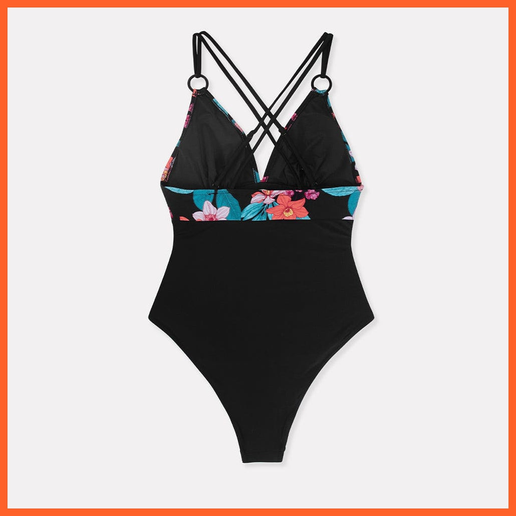 whatagift.com.au Swimsuit Women Black V-neck One-Piece Swimsuit | Sexy Crisscross Back Women Molokini Swimwear