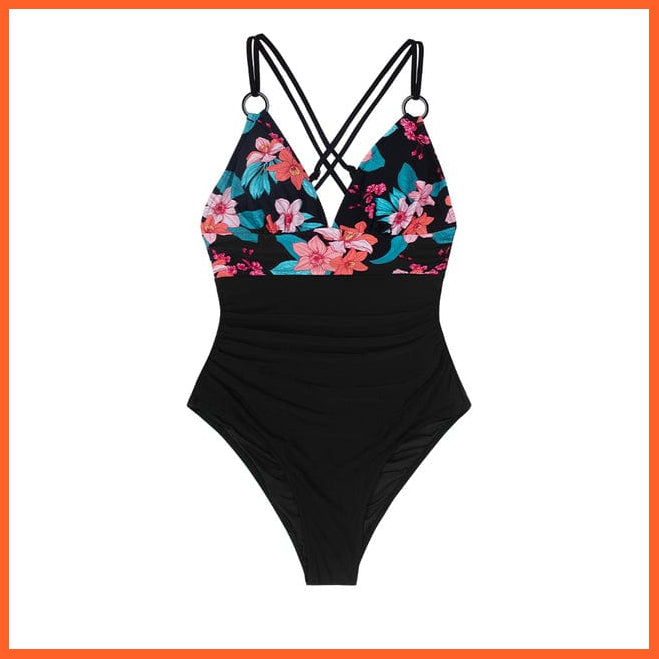 whatagift.com.au Swimsuit Women Black V-neck One-Piece Swimsuit | Sexy Crisscross Back Women Molokini Swimwear
