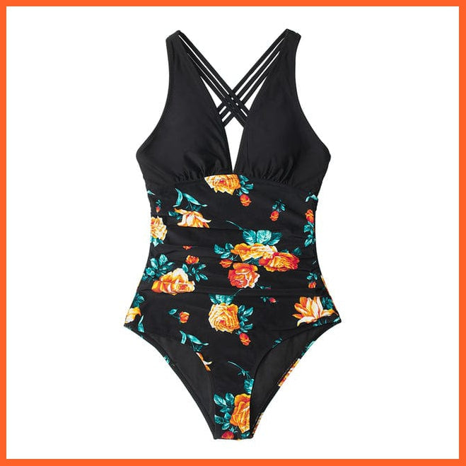 whatagift.com.au Swimsuit Women Black V-neck One-Piece Swimsuit | Sexy Crisscross Back Women Molokini Swimwear