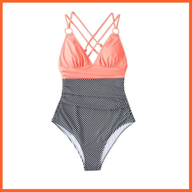 whatagift.com.au Swimsuit Women Black V-neck One-Piece Swimsuit | Sexy Crisscross Back Women Molokini Swimwear
