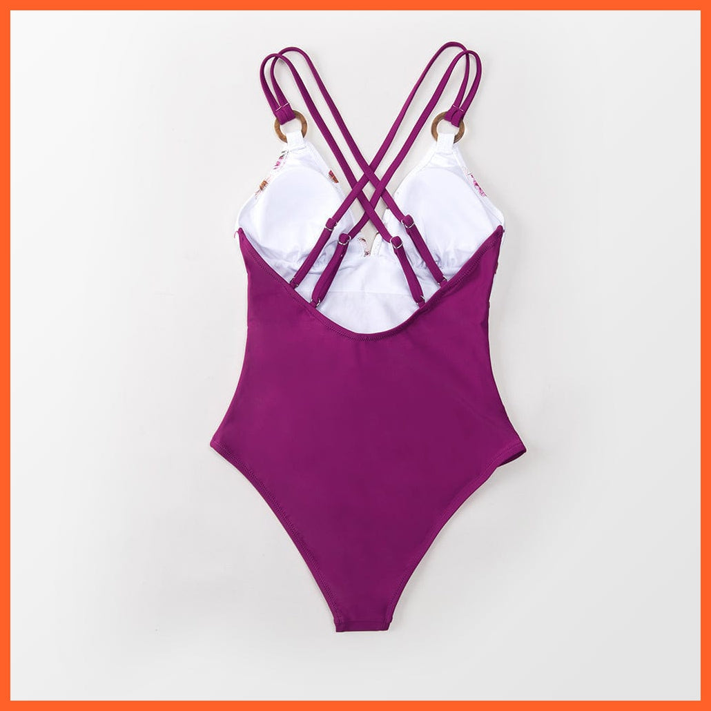 whatagift.com.au Swimsuit Women Black V-neck One-Piece Swimsuit | Sexy Crisscross Back Women Molokini Swimwear