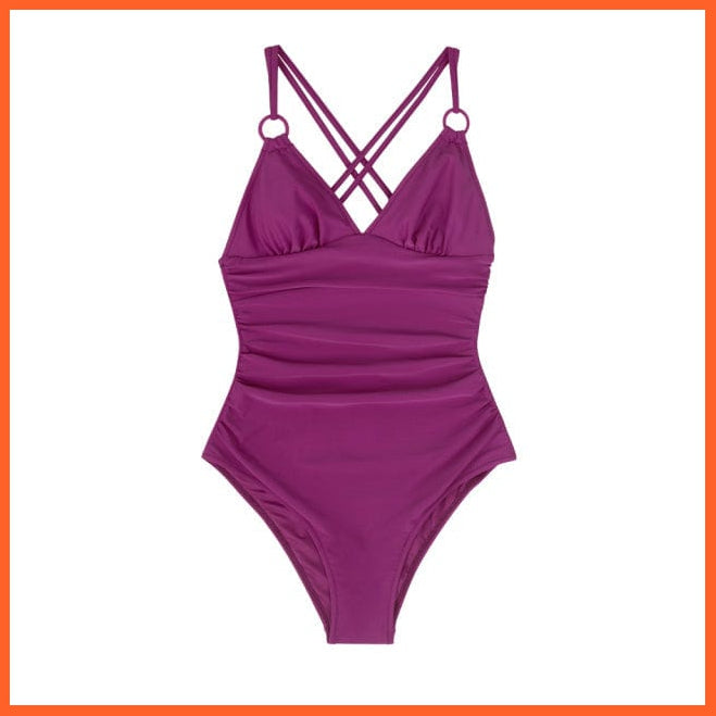 whatagift.com.au Swimsuit Women Black V-neck One-Piece Swimsuit | Sexy Crisscross Back Women Molokini Swimwear