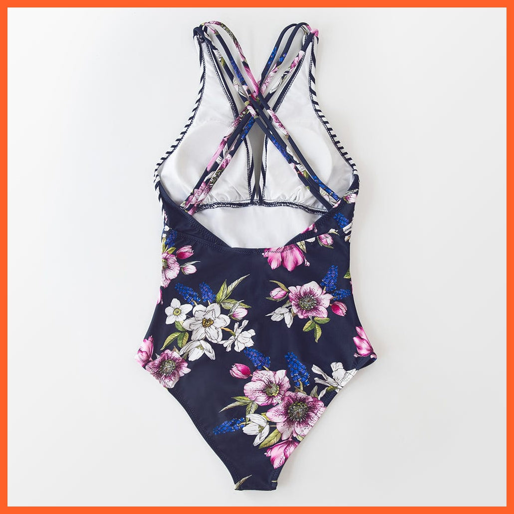 whatagift.com.au Swimsuit Women Black V-neck One-Piece Swimsuit | Sexy Crisscross Back Women Molokini Swimwear