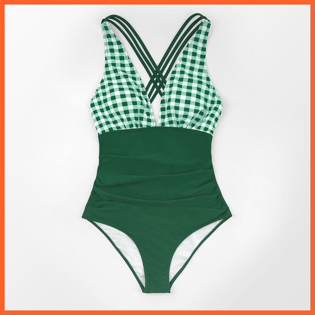 whatagift.com.au Swimsuit Women Black V-neck One-Piece Swimsuit | Sexy Crisscross Back Women Molokini Swimwear
