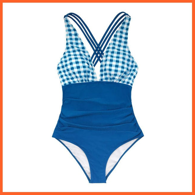 whatagift.com.au Swimsuit Women Black V-neck One-Piece Swimsuit | Sexy Crisscross Back Women Molokini Swimwear