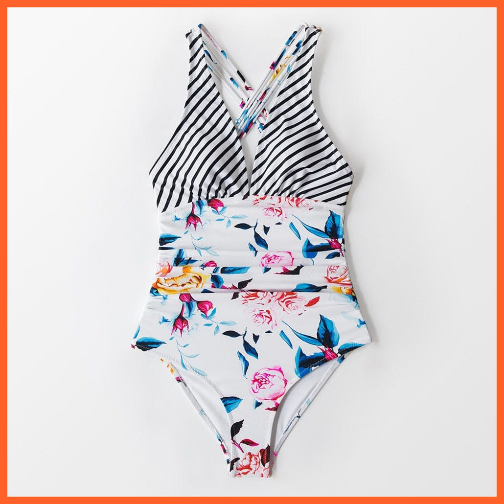 whatagift.com.au Swimsuit Women Black V-neck One-Piece Swimsuit | Sexy Crisscross Back Women Molokini Swimwear