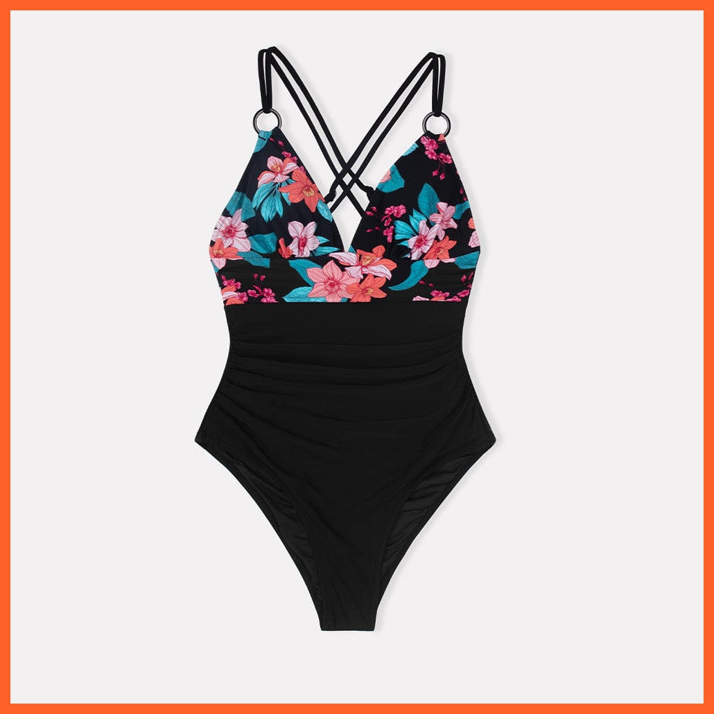 whatagift.com.au Swimsuit Women Black V-neck One-Piece Swimsuit | Sexy Crisscross Back Women Molokini Swimwear