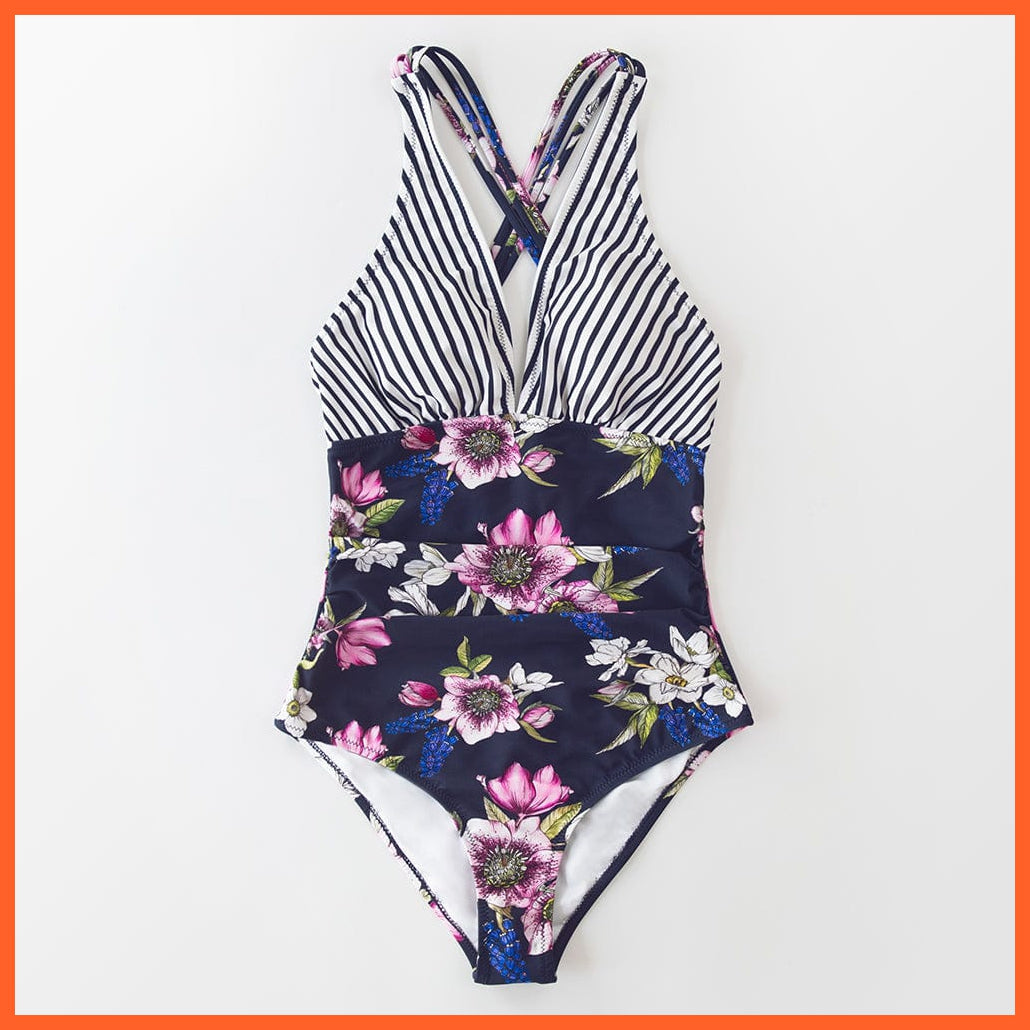 whatagift.com.au Swimsuit Women Black V-neck One-Piece Swimsuit | Sexy Crisscross Back Women Molokini Swimwear