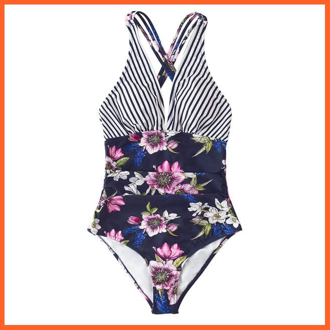 whatagift.com.au Swimsuit Women Black V-neck One-Piece Swimsuit | Sexy Crisscross Back Women Molokini Swimwear