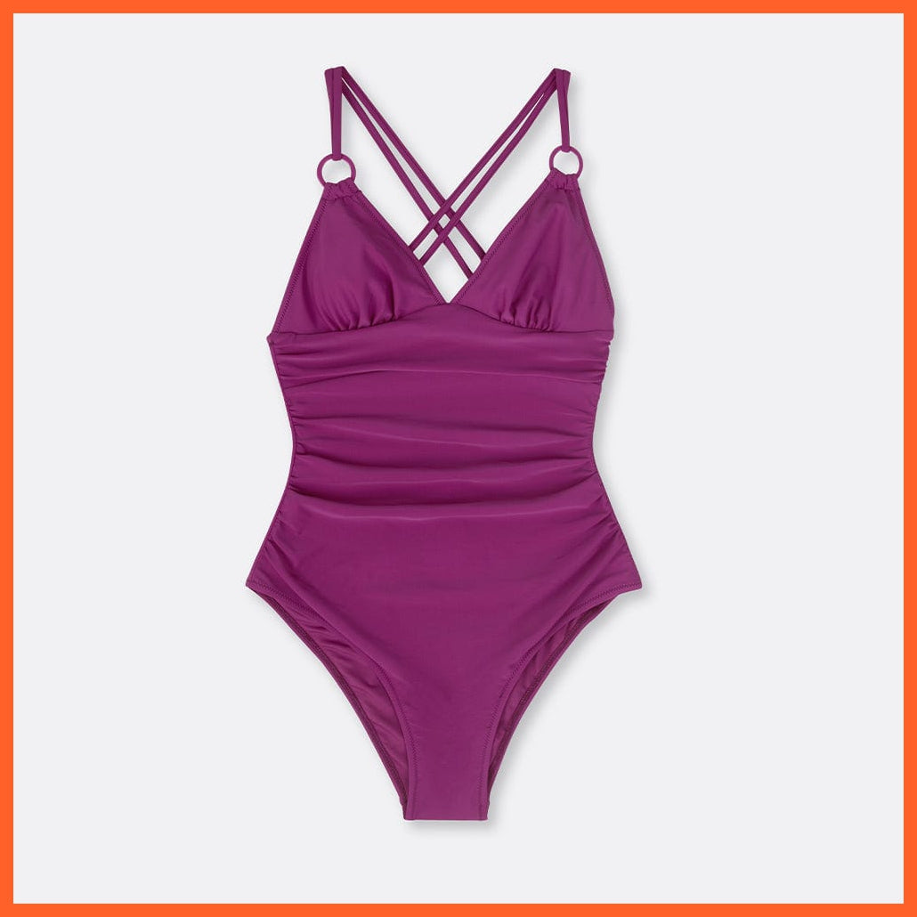 whatagift.com.au Swimsuit Women Black V-neck One-Piece Swimsuit | Sexy Crisscross Back Women Molokini Swimwear