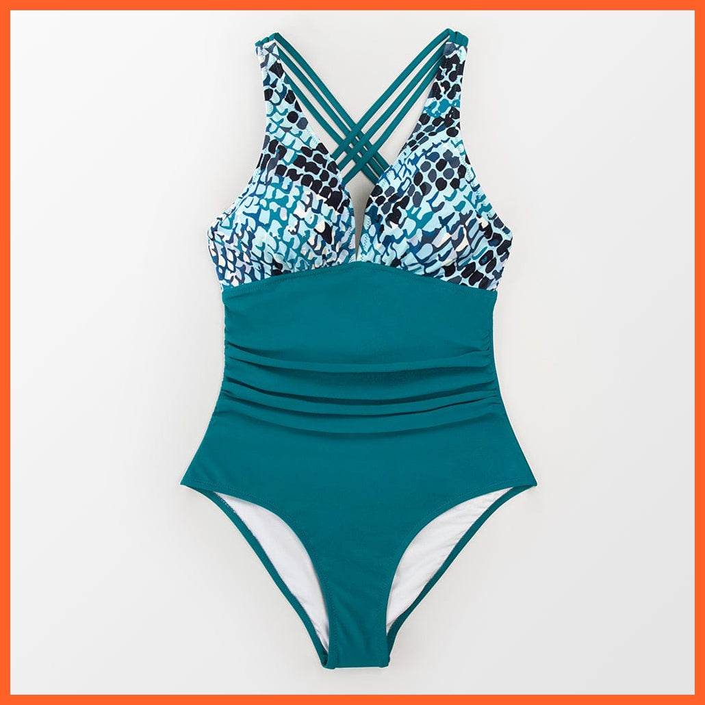 whatagift.com.au Swimsuit Women Black V-neck One-Piece Swimsuit | Sexy Crisscross Back Women Molokini Swimwear