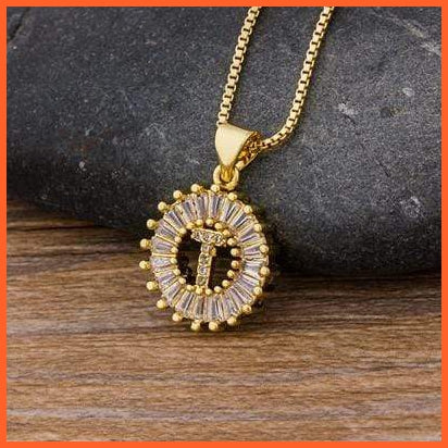 Girls Initial Letter Necklace | Nitial Letter Necklace 26 Letters Charm Gold Name Necklace Pendant Top Quality Copper Zircon Jewellery | whatagift.com.au.