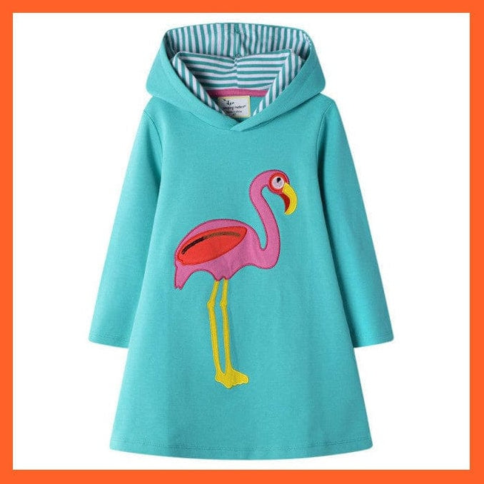 whatagift.com.au T7159 flamingo / 2T Star Printed Girls Long Sleeve Dresses Hoodies