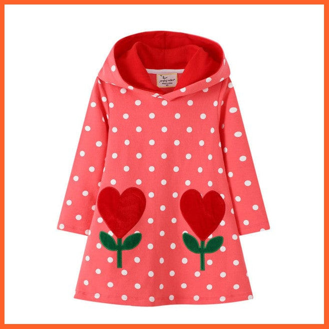 whatagift.com.au T7281 dots / 2T / China Star Printed Girls Long Sleeve Dresses Hoodies