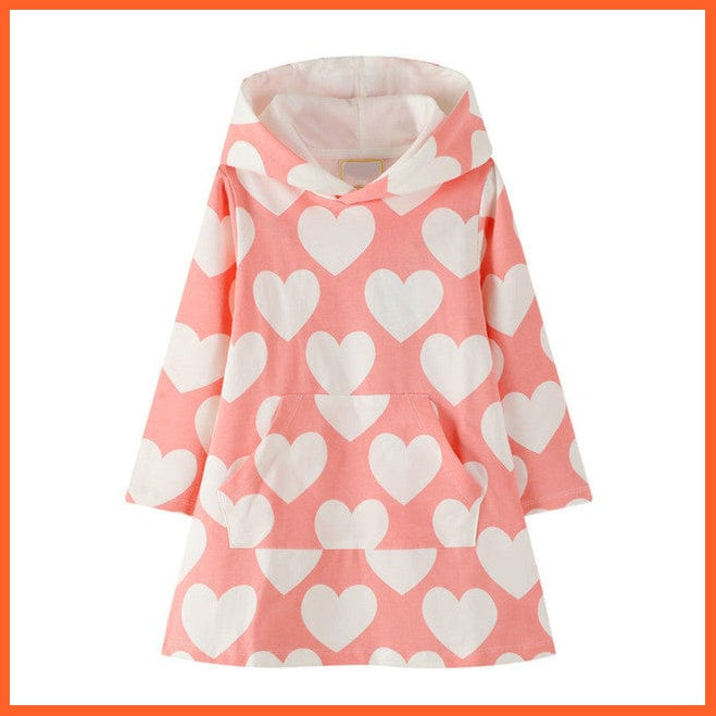 whatagift.com.au T7294 hearts / 2T / China Star Printed Girls Long Sleeve Dresses Hoodies