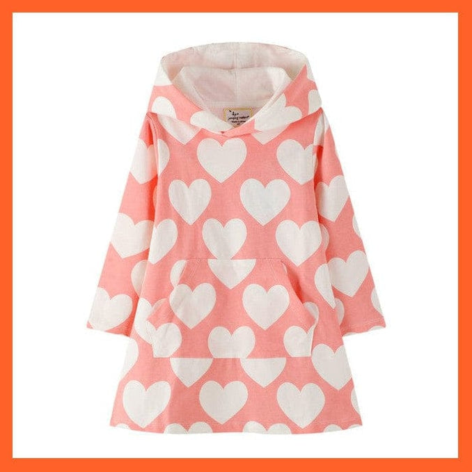 whatagift.com.au T7294 hearts / 3T Flamingo Printed Girls Long Sleeve Dresses Hoodies